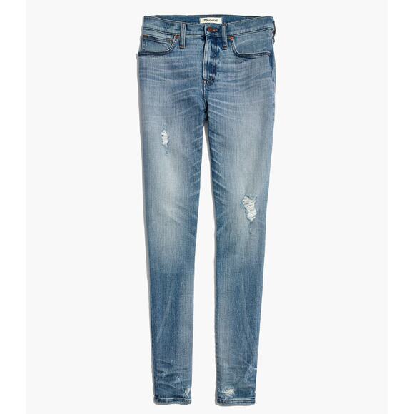 Madewell 9" High Rise Skinny Jeans Size 27 Distressed Ripped Medium Wash - Picture 5 of 14
